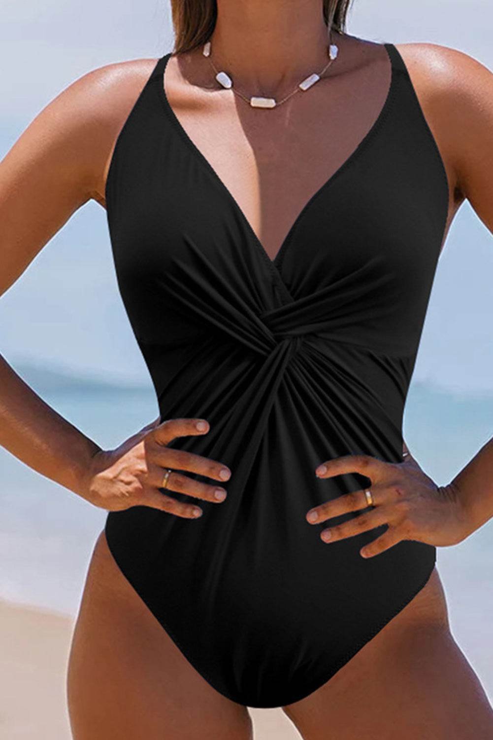 Twisted Crisscross V-Neck One-Piece Swimwear - Image 5