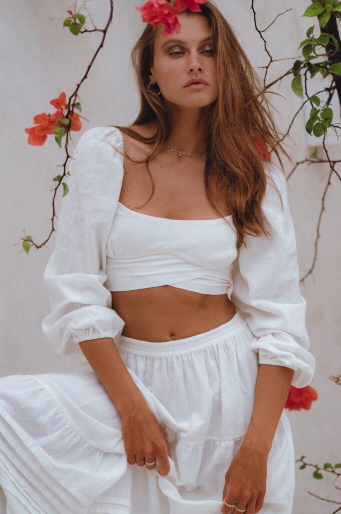 Helsa Long Sleeve Linen Top