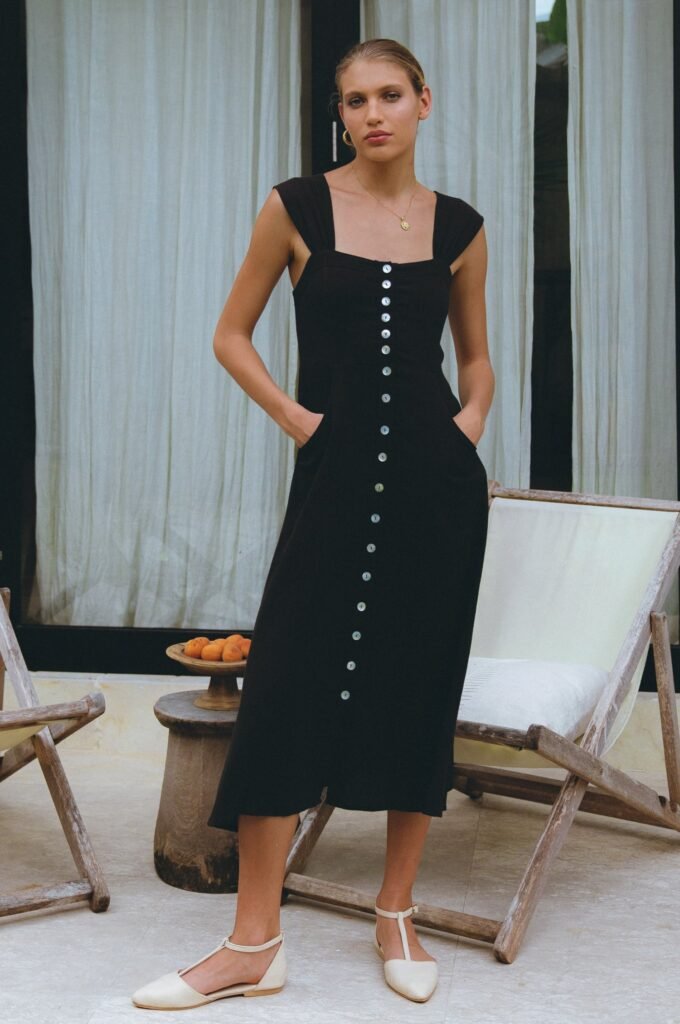 Mira Linen Midi Dress