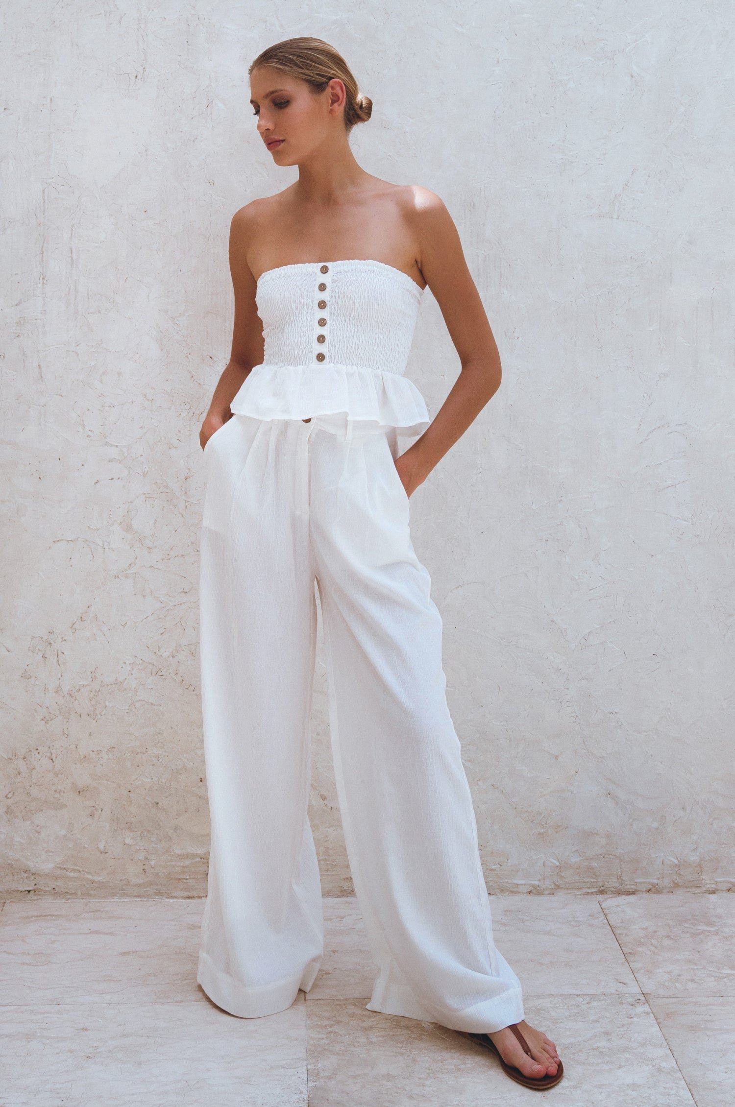 Raya Wide Leg Linen Pants - Image 6